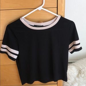 Black and Cream Jersey Crop Top